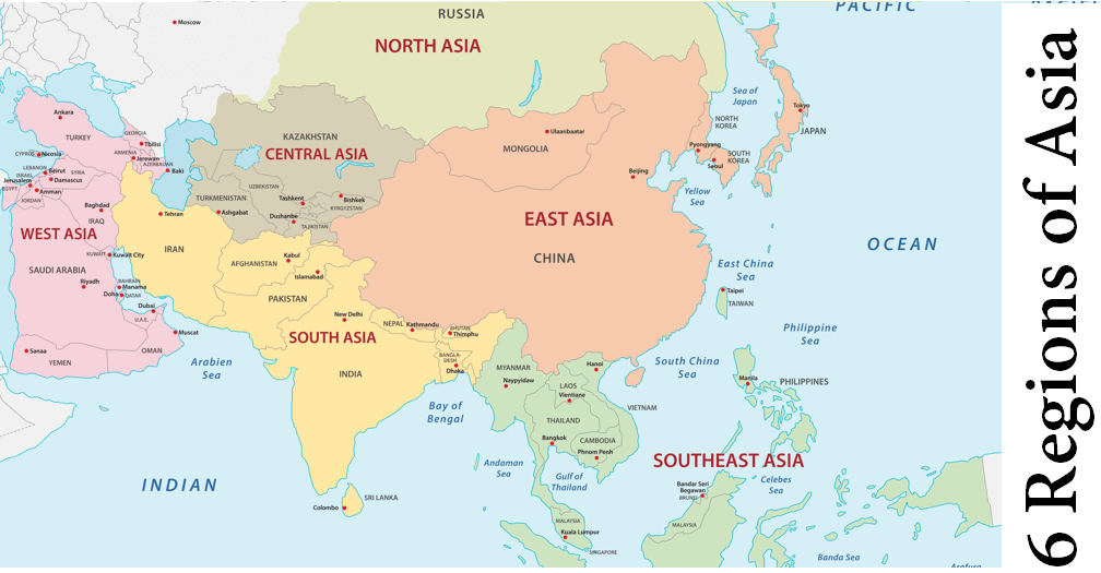 Asia Countries And Regions Map 