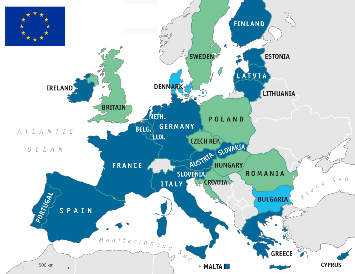 Eu что за страна. Карта еврозоны. Карта еврозоны со странами. Европейский Союз карта. Зона евро страны.