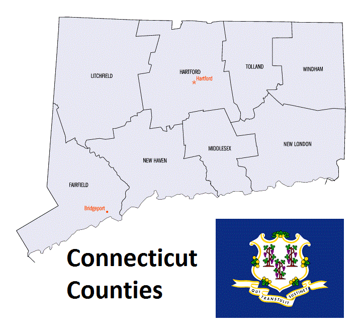 Map of Connecticut Counties