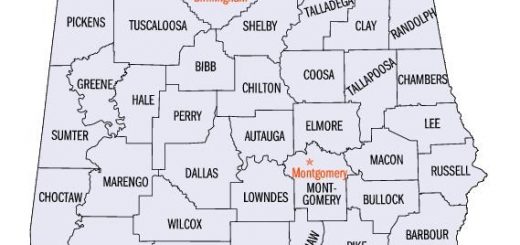 Map of Counties in Alabama