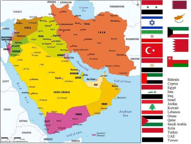 Map of Middle East Countries