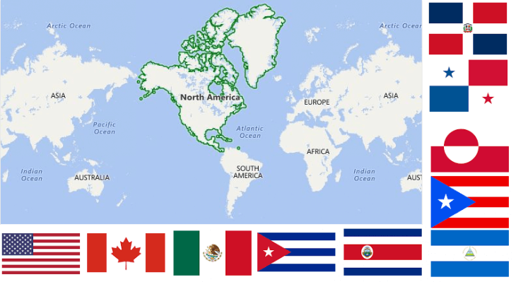 Map of North American Countries