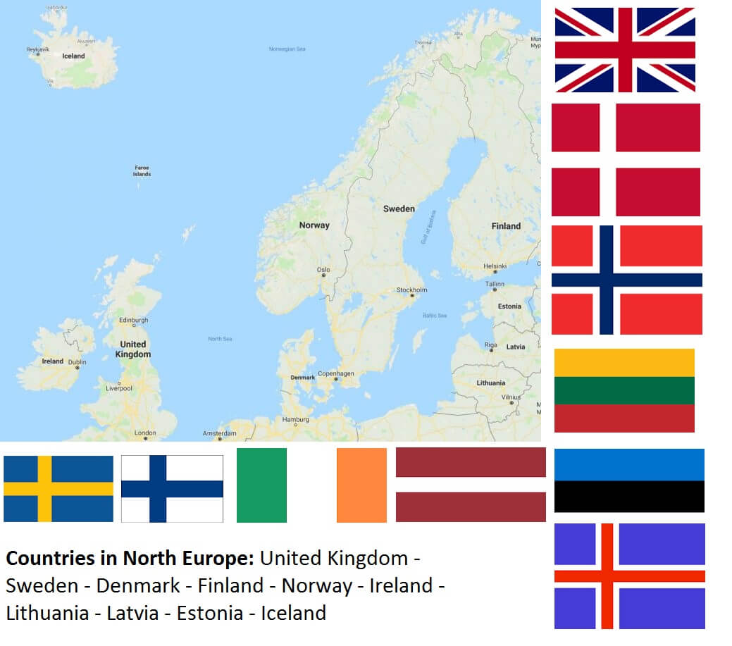 Map of Countries in Northern Europe