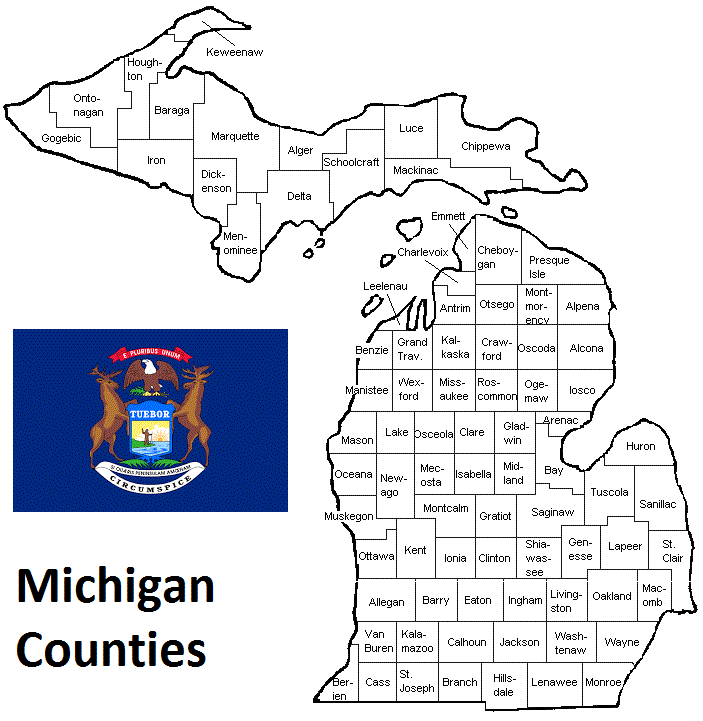 Map of Michigan Counties