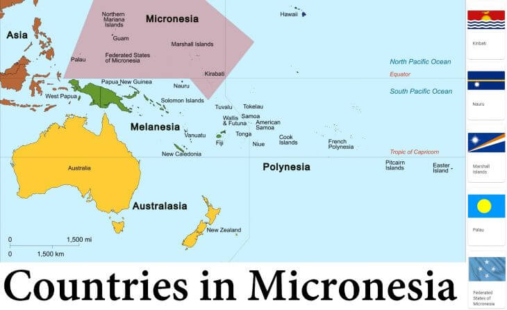 Map of Micronesia and Countries
