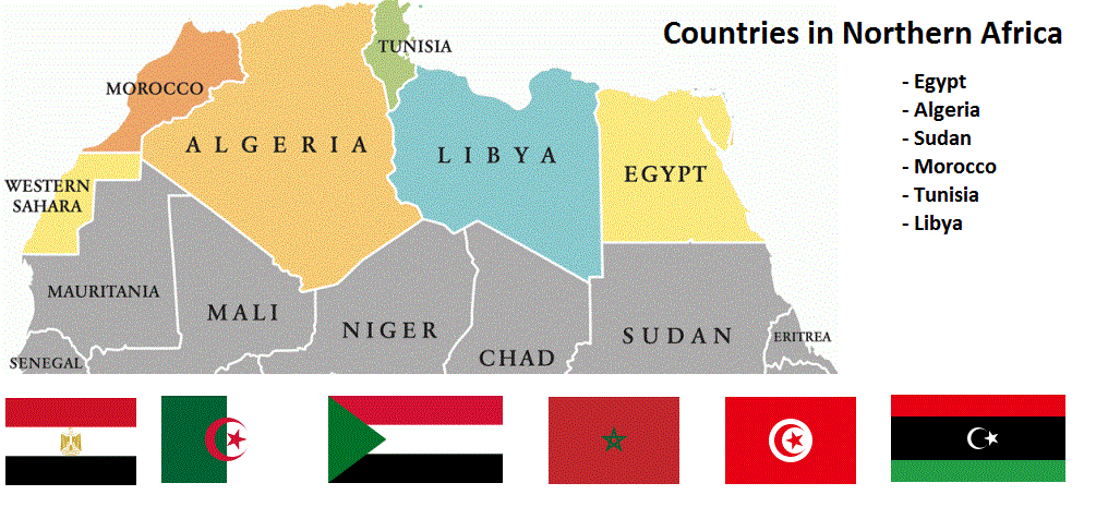 Map of North African Countries