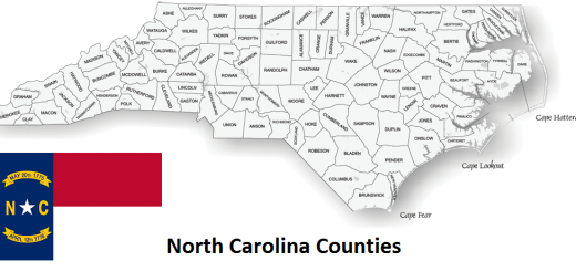 Map of North Carolina Counties