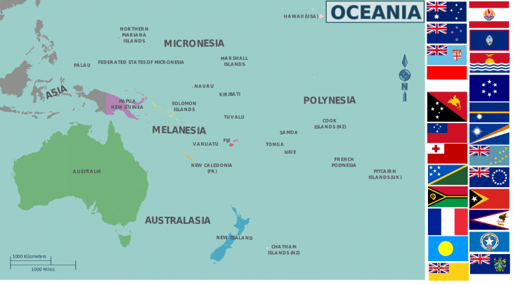 Map of Oceania Countries