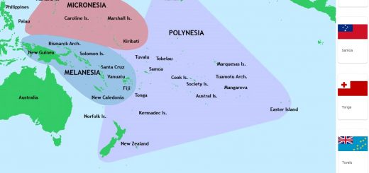 Map of Polynesia and Countries
