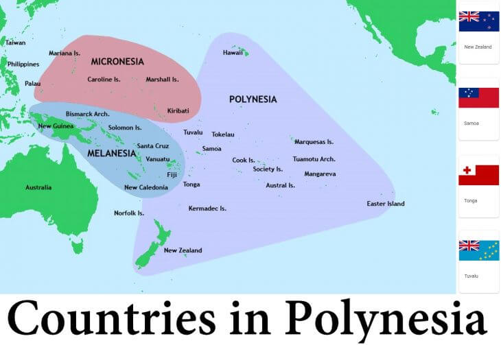 Map of Polynesia and Countries
