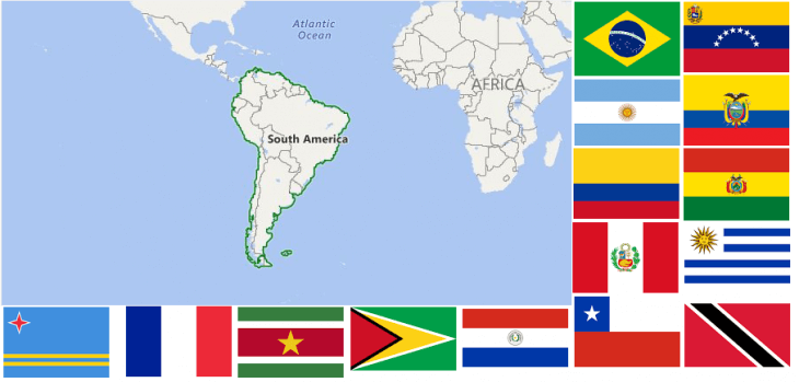 Map of Countries in South America