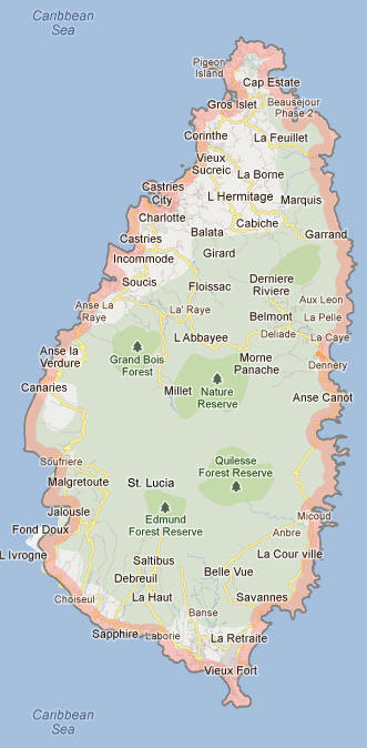 Saint Lucia Map