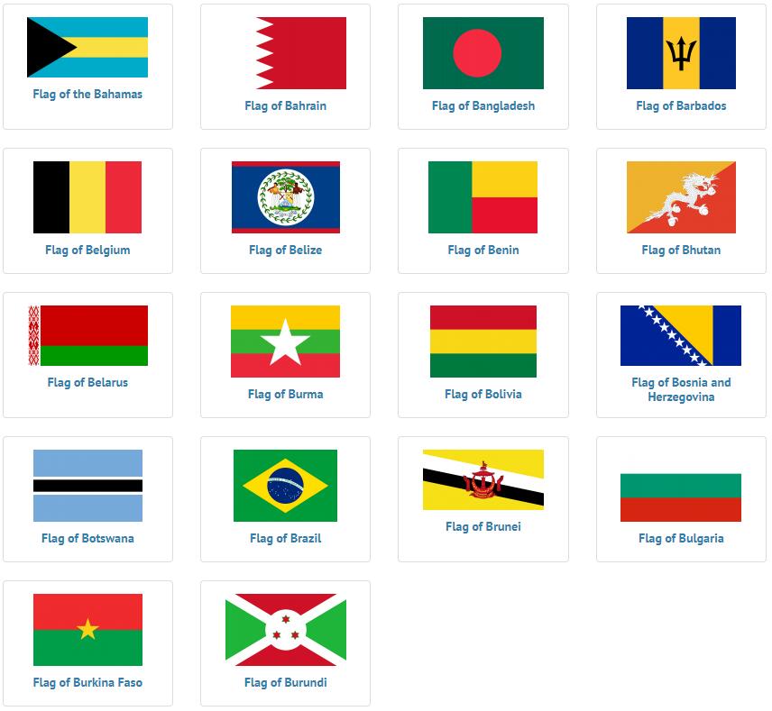 Flags of countries beginning with B