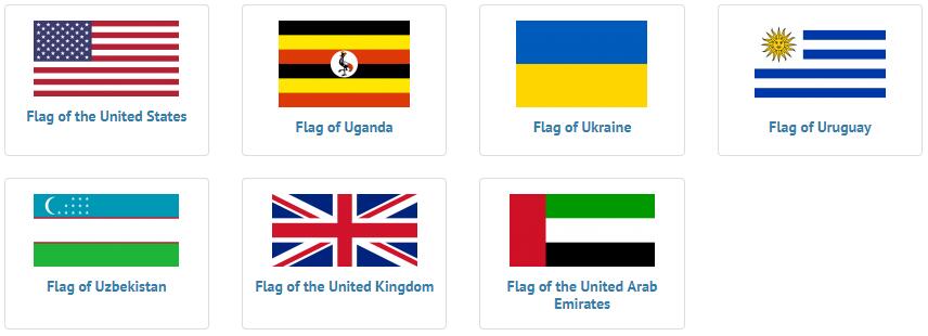 Flags of countries beginning with U