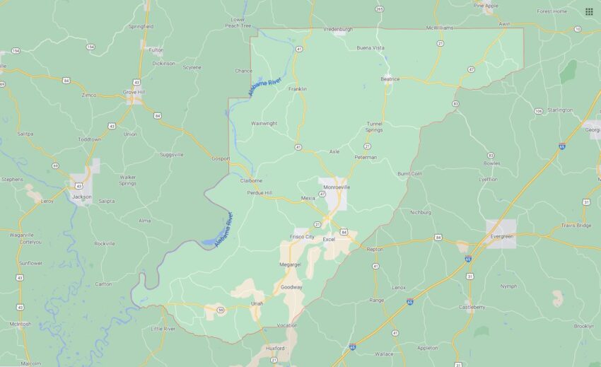 Cities and Towns in Monroe County, Alabama