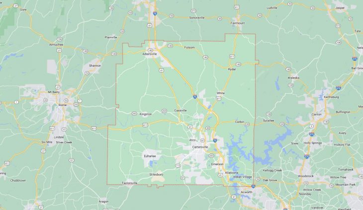 Map of Cities in Bartow County, GA