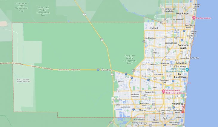 Map of Cities in Broward County, FL