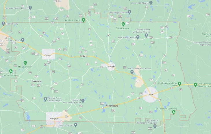 Map of Cities in Calhoun County, GA