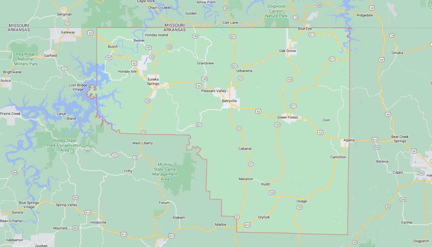 Cities and Towns in Carroll County, Arkansas