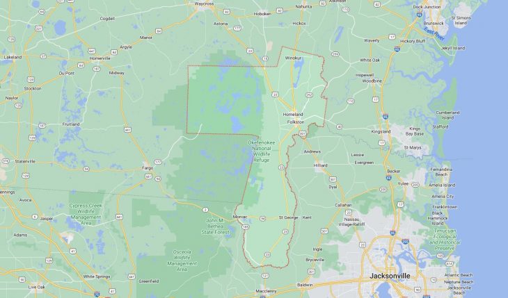Map of Cities in Charlton County, GA
