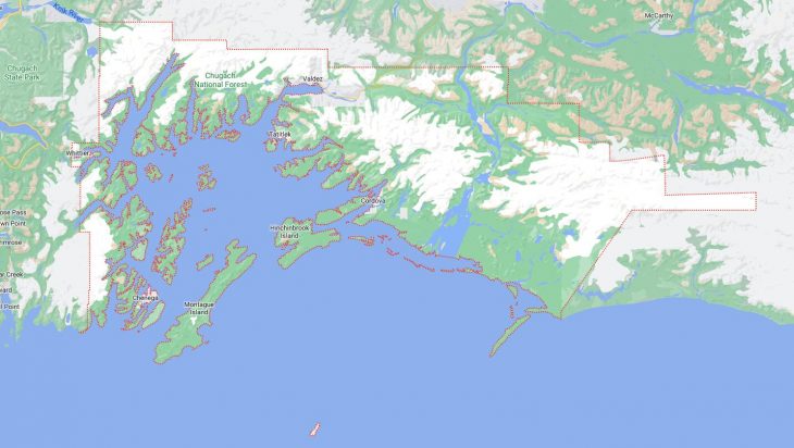 Map of Cities in Chugach Census Area, AK