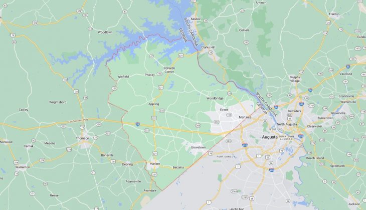 Map of Cities in Columbia County, GA
