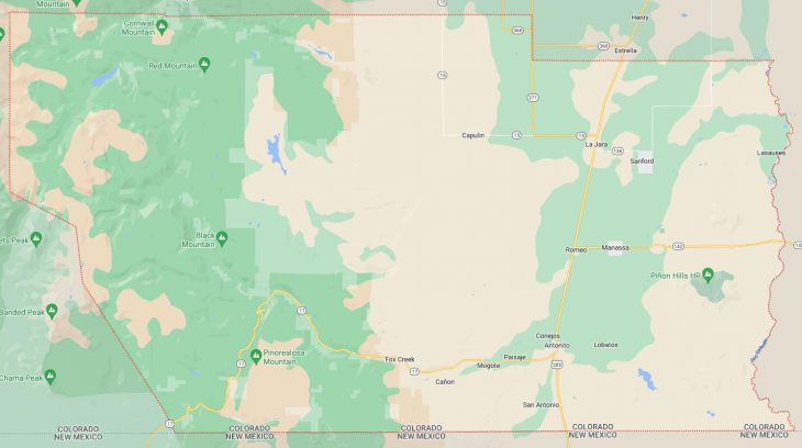 Map of Cities in Conejos County, CO