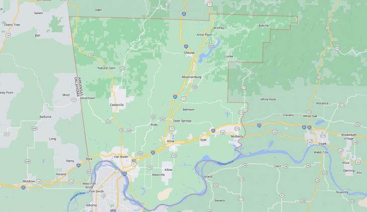 Map of Cities in Crawford County, AR