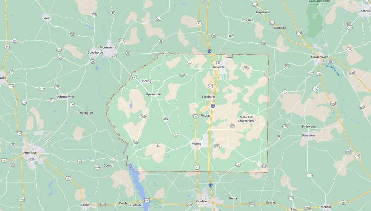 Map of Cities in Dooly County, GA