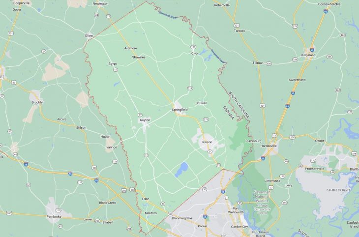 Map of Cities in Effingham County, GA