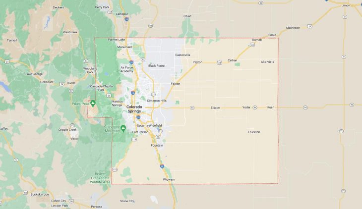 Map of Cities in El Paso County, CO