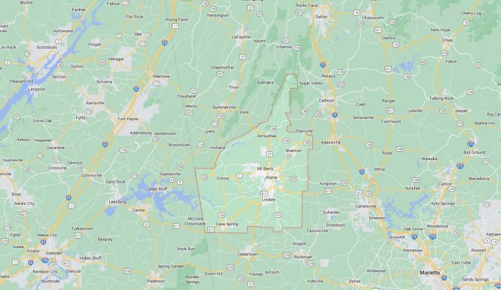 Map of Cities in Floyd County, GA