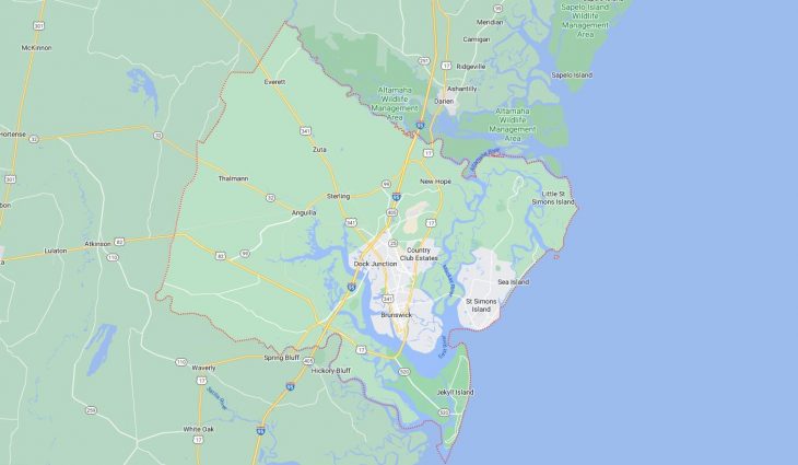 Map of Cities in Glynn County, GA