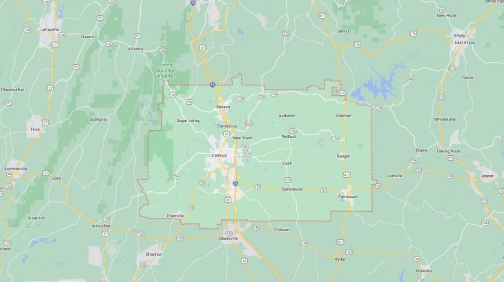 Map of Cities in Gordon County, GA