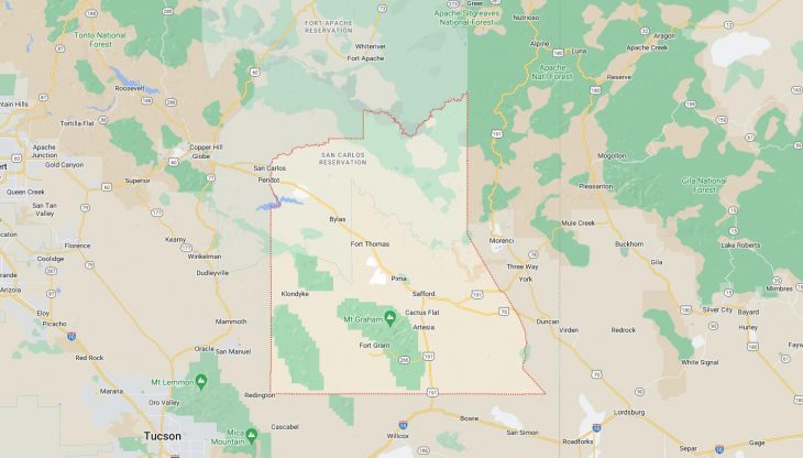 Map of Cities in Graham County, AZ