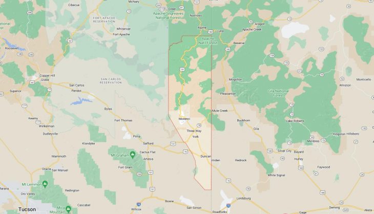 Map of Cities in Greenlee County, AZ