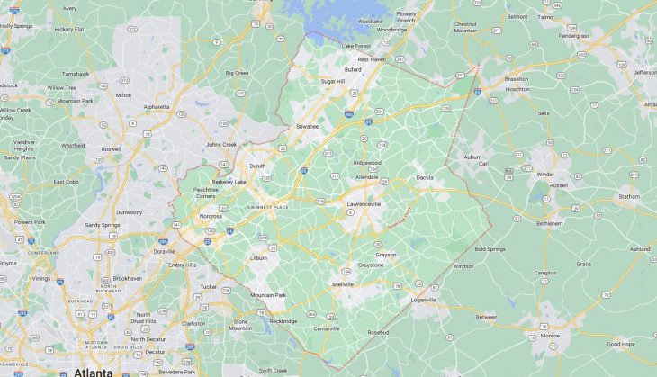 Map of Cities in Gwinnett County, GA