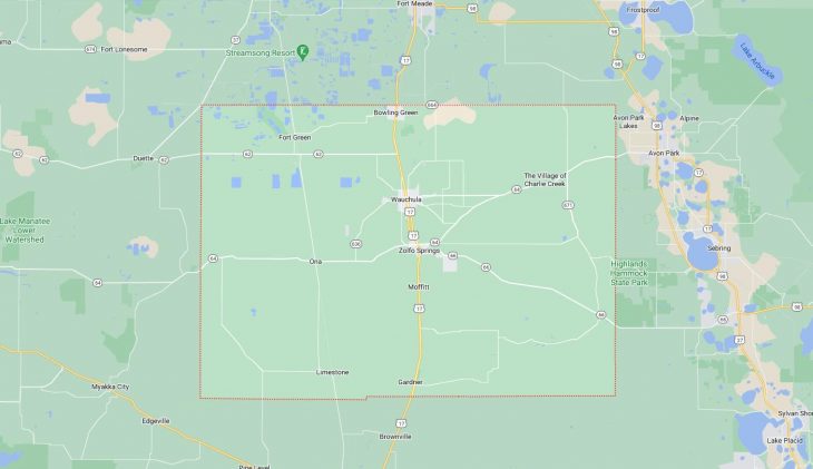 Map of Cities in Hardee County, FL