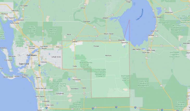 Map of Cities in Hendry County, FL