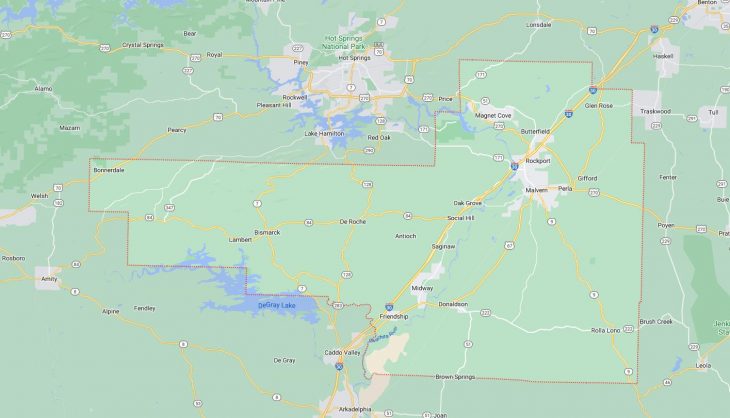 Map of Cities in Hot Spring County, AR