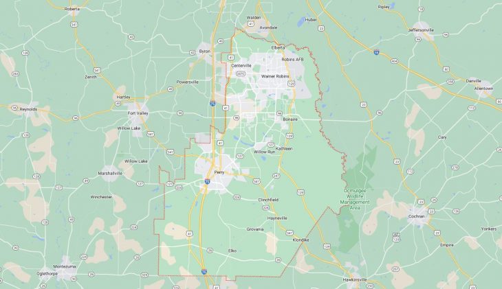 Map of Cities in Houston County, GA