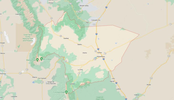 Map of Cities in Huerfano County, CO