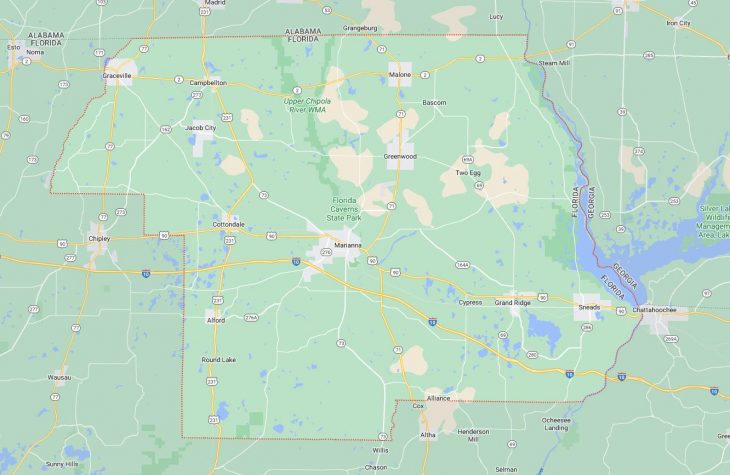 Map of Cities in Jackson County, FL