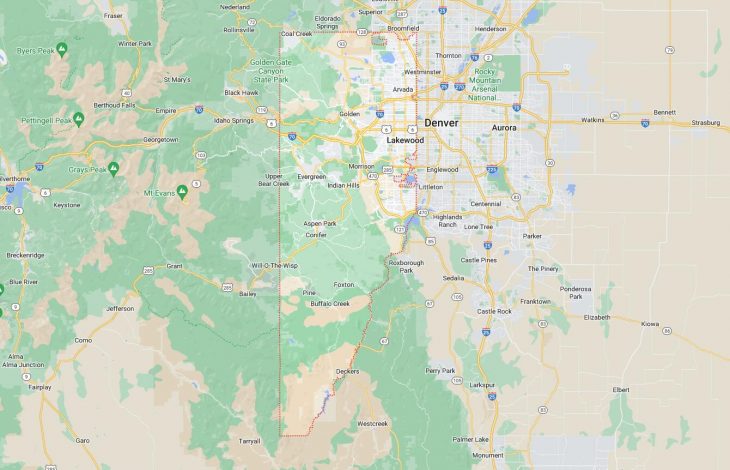 Map of Cities in Jefferson County, CO