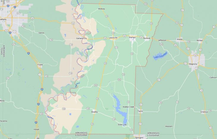 Map of Cities in Lafayette County, AR