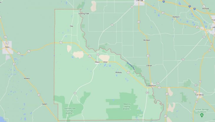 Map of Cities in Lafayette County, FL