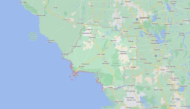 Map of Cities in Levy County, FL