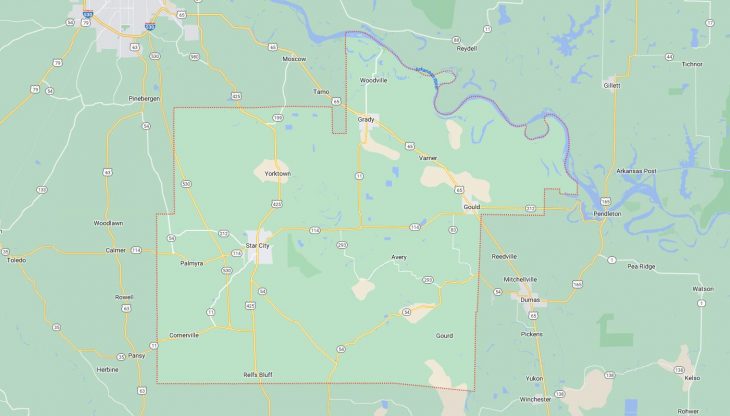 Map of Cities in Lincoln County, AR