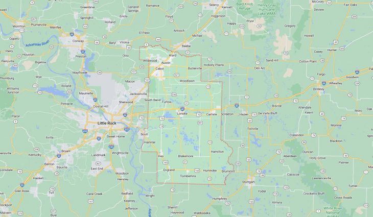 Map of Cities in Lonoke County, AR