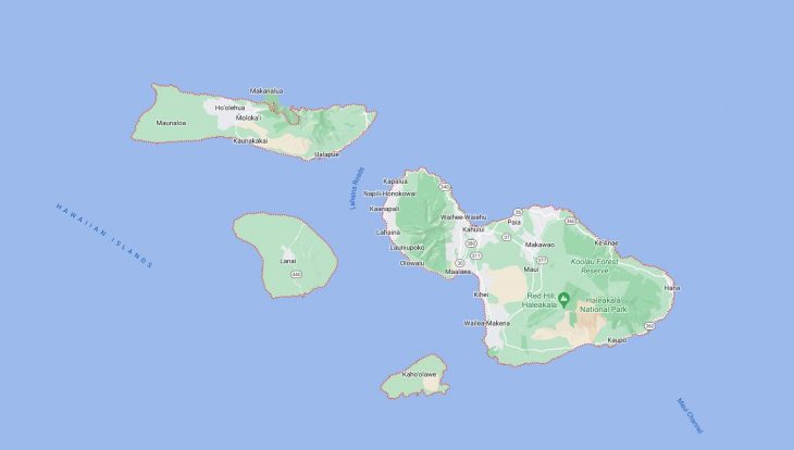 Map of Cities in Maui County, HI